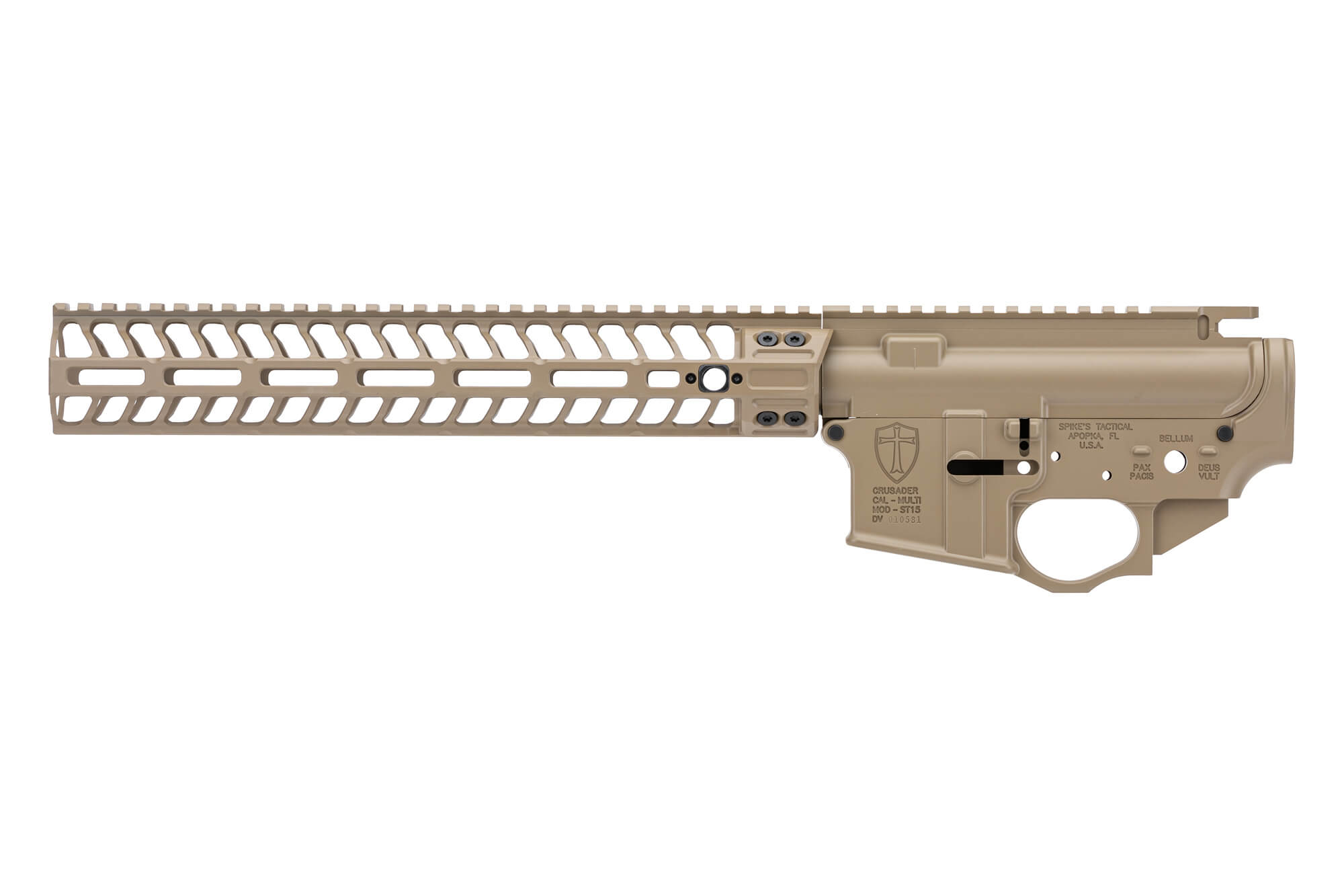 Spikes Upper/Crusader Lower/12″ CRR MLOK Rail Set – Coyote Tan