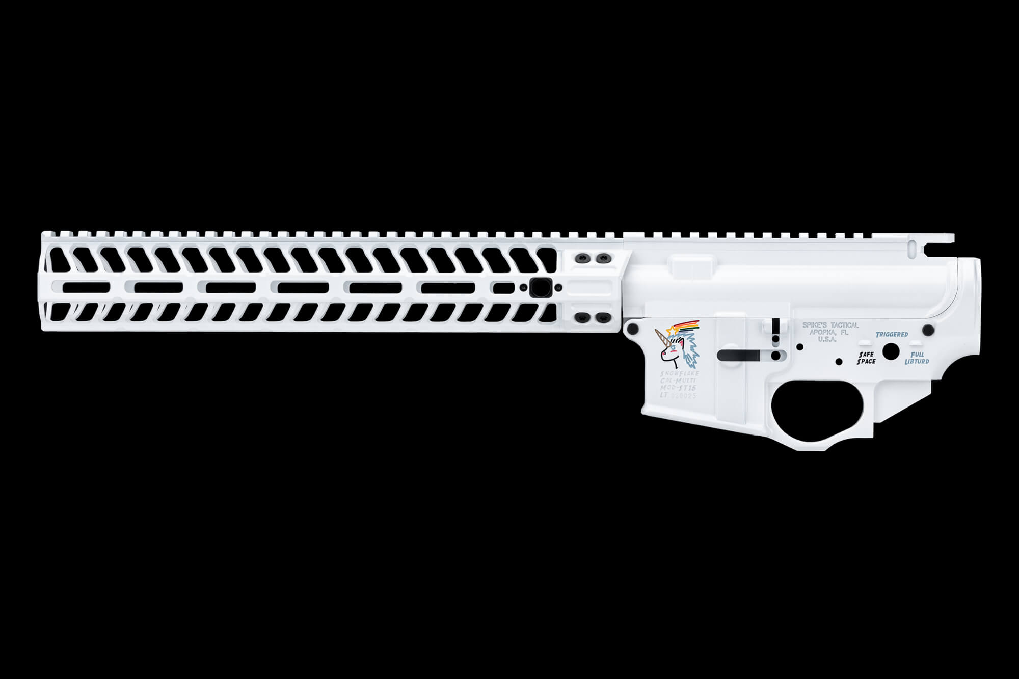 Spikes Upper/Snowflake Lower/12″ CRR MLOK Rail Set – Storm Trooper White